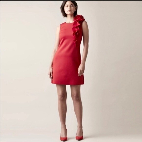 Jason Wu Red Sexy Valentine Day Cocktail Rosette Shoulder Formal Party Dress Med - Picture 1 of 10